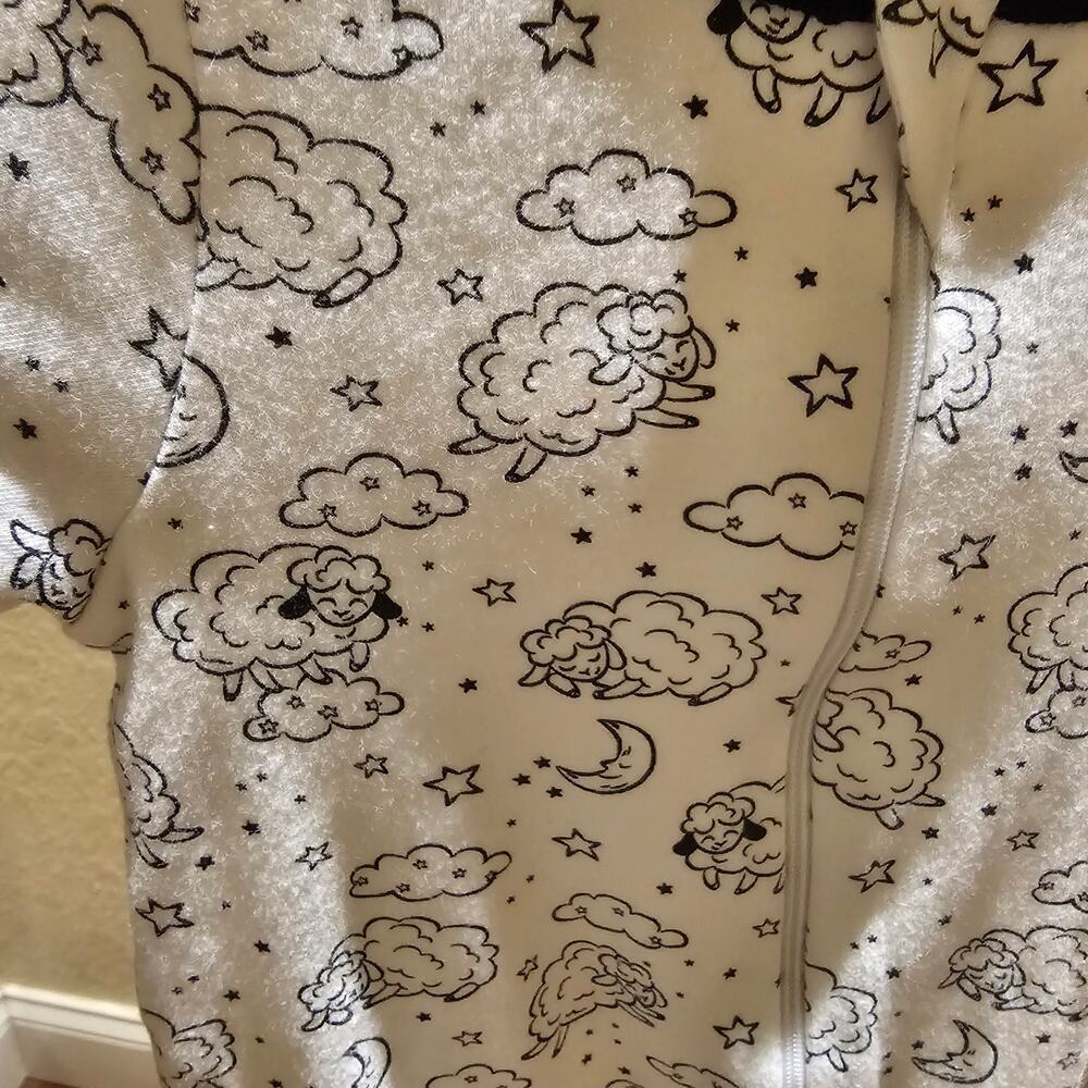 Wonder Nation Baby 6-9M Sheep Print Footed Sleeper Cotton Neutral Sleepwear - Picture 10 of 10